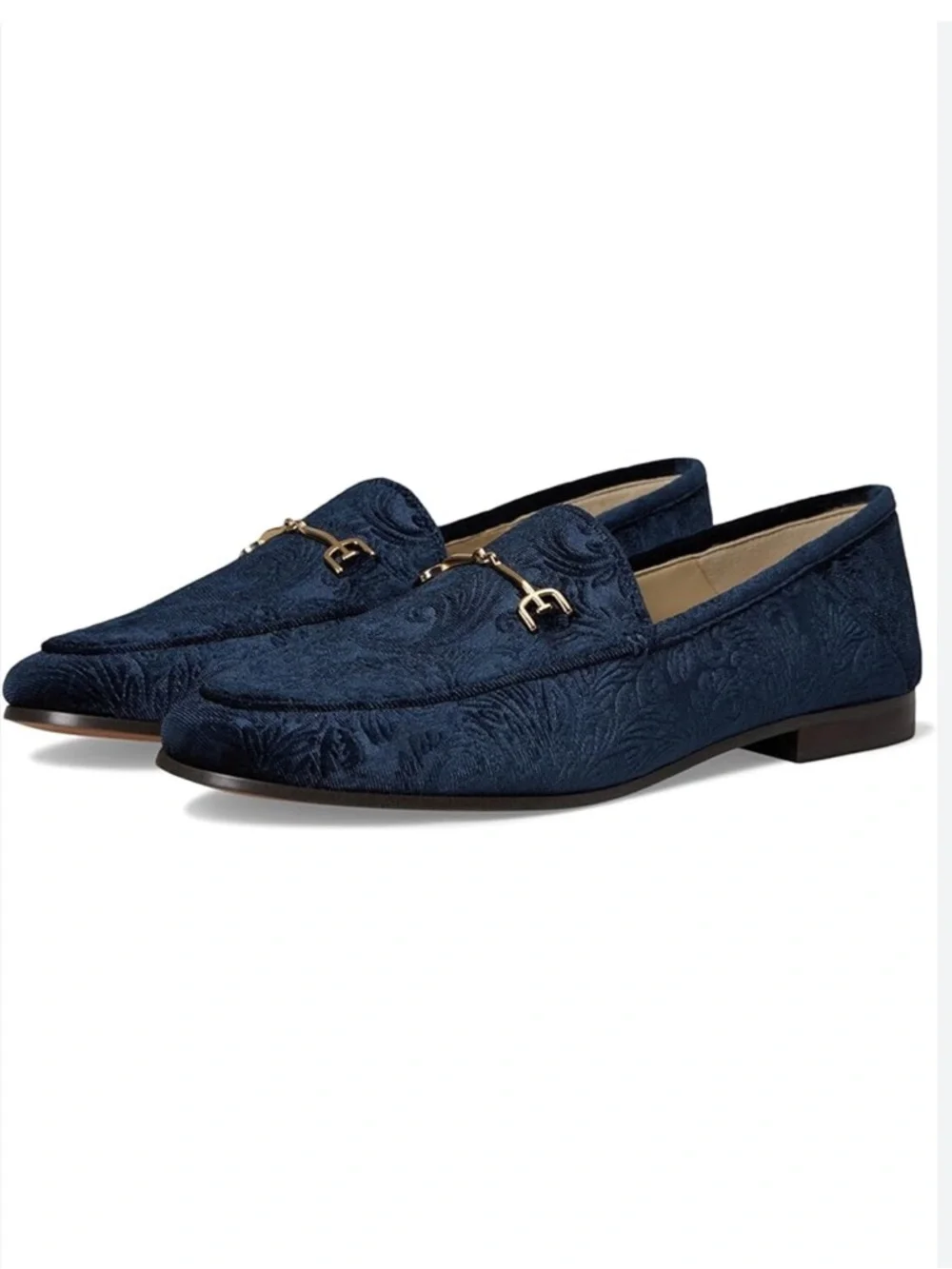Sam Edelman Loraine Floral Navy Loafers Velvet with Gold Bit Size 7 NWTS - Picture 2 of 8
